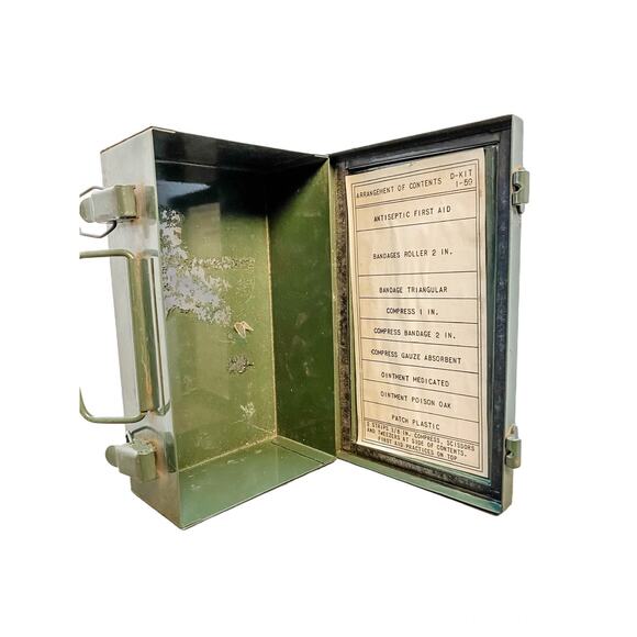 Vintage First Aid Green Metal Box Bell Systems-D - Picture 8 of 9